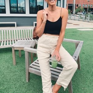 Ruched straight leg pants